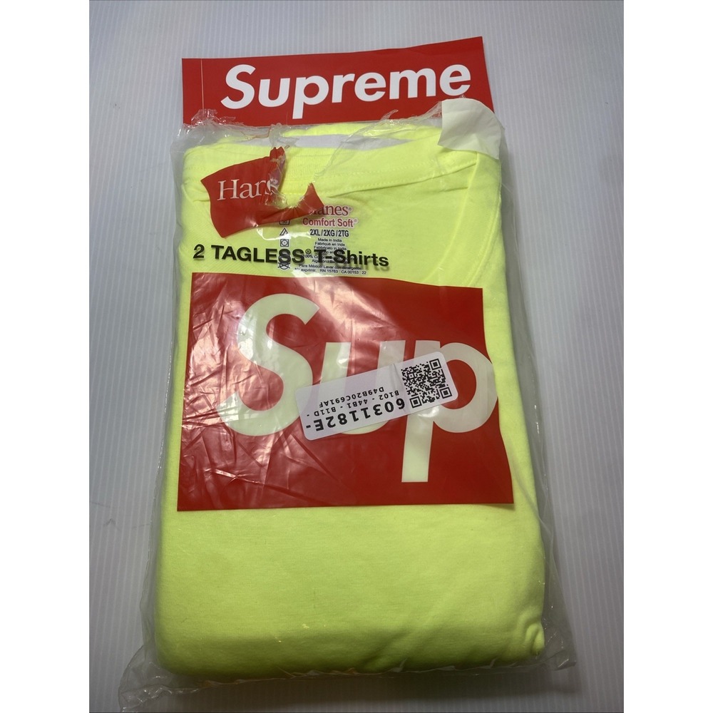 New Hanes Supreme Flourescent Yellow T-shirt 2 Pack Men's size 2XL C101
